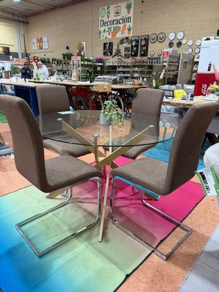 Juego Comedor 4 Sillas Mesa Cristal