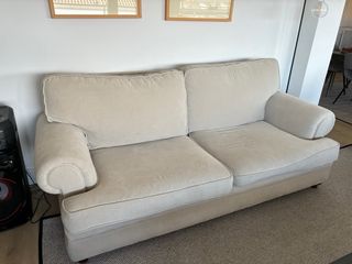 Sofá 3 plazas tela lavable beige