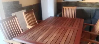 Mesa y 6 Sillas Jardín Madera