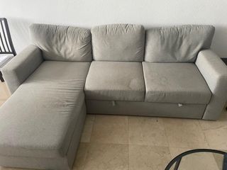 Sofá chaise longue gris tela