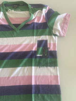 Camiseta G-Star RAW cuello pico rayas talla M
