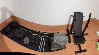 Kit Gimnasio: Mancuernas, Barras, Banco y suelo