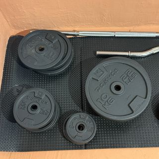 Kit Gimnasio: Mancuernas, Barras, Banco y suelo