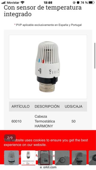 Cabezal termostático calef. Orkli Harmony 60010