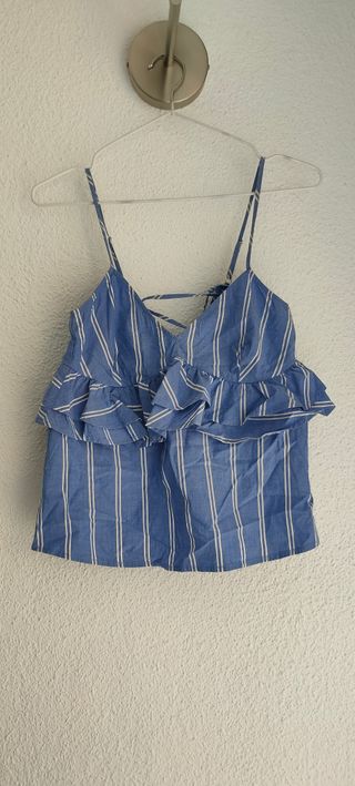 Top azul cuerdas y rayas
