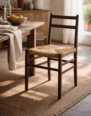 Silla de comedor de madera y yute