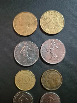 Lotto 5 Monete Francesi: 20c, 1F, 10F