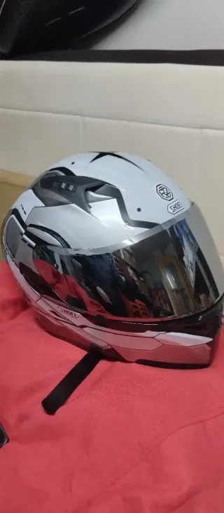 Casco Moto Integral Plata Blanco
