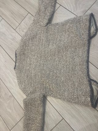 Talla 152  11-12 Chaqueta beige y gris con ribete