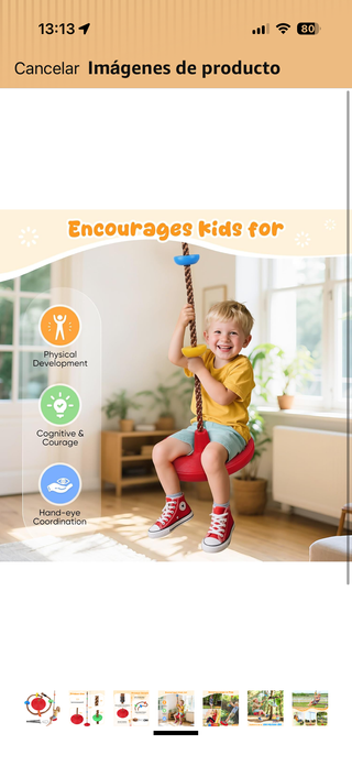 Cuerda para columpio con asiento