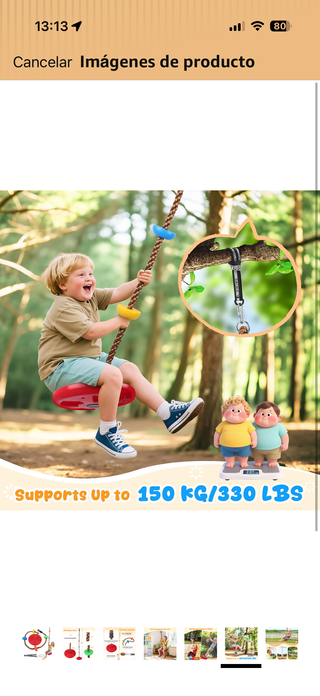 Cuerda para columpio con asiento