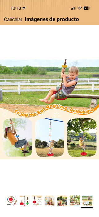 Cuerda para columpio con asiento