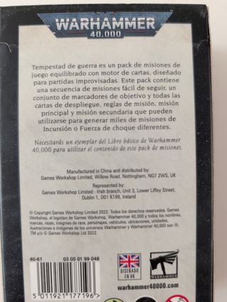 Cartas Warhammer 40K Tempestad Guerra