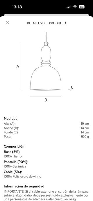 Lámpara de techo Zara Home Beige Cerámica