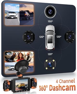 NUEVO! (59€) Dashcam 4 Canales 360° cámara coche