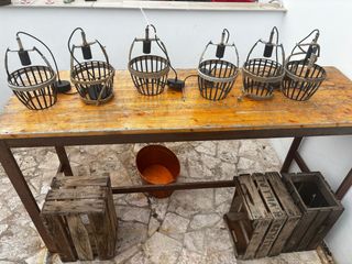 Kit 6 Lampade a Sospensione in Metallo e Corda