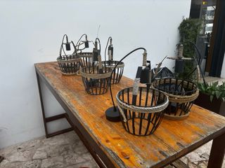 Kit 6 Lampade a Sospensione in Metallo e Corda