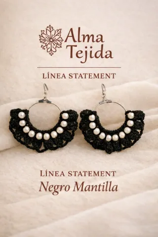 Pendientes Statement Negro Mantilla