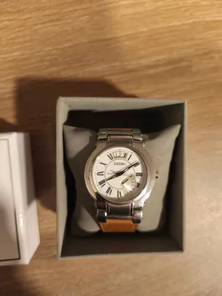 Seiko Reloj Completo Caja Marrón Plata