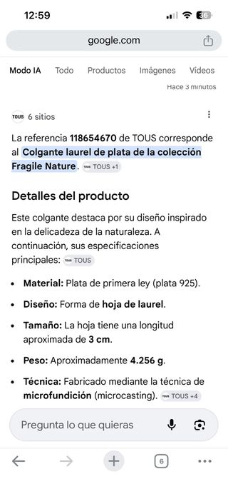 Colgante Tous Laurel Plata