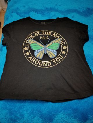 Camiseta negra mariposa niña/niño TEX