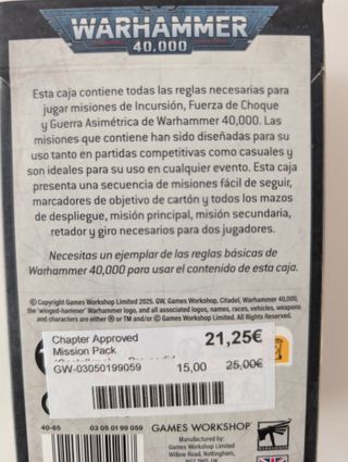 Warhammer 40K Mazo de Misiones 2025-26