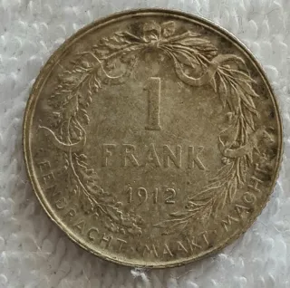 Belgio 1 Franco 1912 Argento FRANK