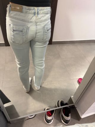 Vaqueros pitillo de tiro bajo para mujer talla 36