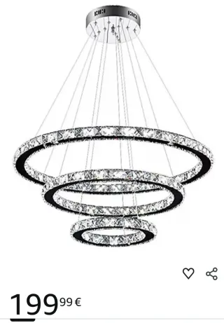 Lampada a sospensione con anelli di cristallo