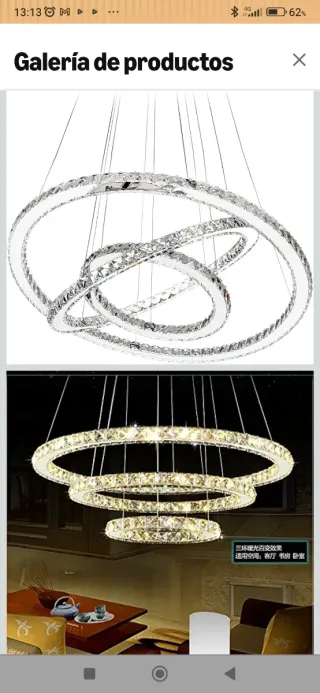 Lampada a sospensione con anelli di cristallo