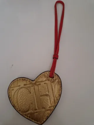 Colgante Corazón CH Bolso Dorado y rojo