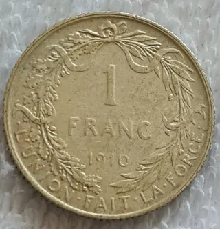 Belgio 1 Franco 1910 Argento FRANC