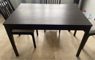 Mesa comedor extensible madera oscura