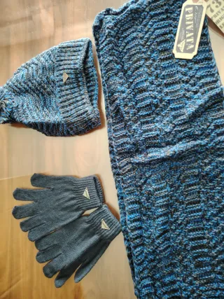 Conjunto Privata Gorro, Bufanda y Guantes Azul/Gri