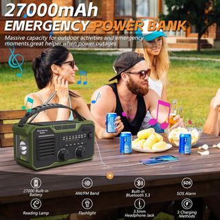 Radio Emergencia 27000mAh Solar FM/AM