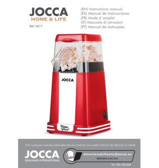 Máquina palomitas JOCCA 1200W sin aceite vintage