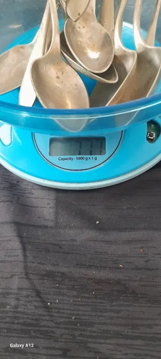 Lote Cubiertos Antiguos Alpaca Plateada Dalia