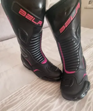 Botas de Moto Bela Mujer Negras y Rosas número 39