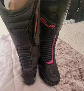 Botas de Moto Bela Mujer Negras y Rosas número 39