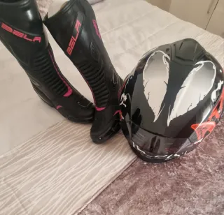 Botas de Moto Bela Mujer Negras y Rosas número 39