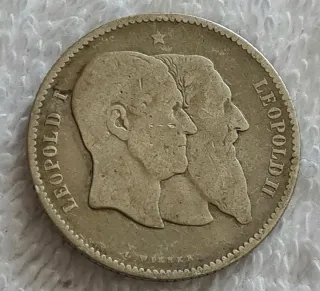 Belgio 1 Franco Argento 1830-1880 50° rara