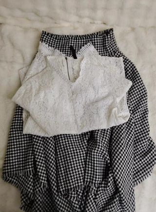 Conjunto falda elegante blanco y negro