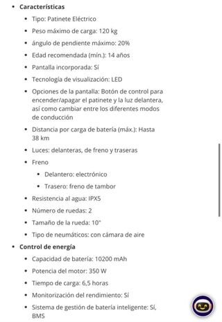 Ninebot Kickscooter D38E Patinete Eléctrico