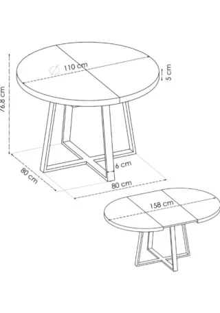 Mesa redonda madera y metal