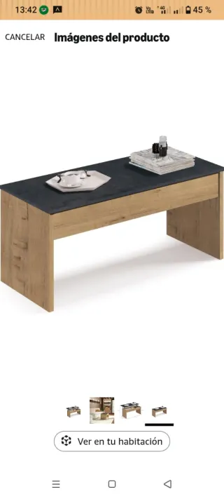 Tavolo ausiliario sollevabile in rovere e pietra nuova