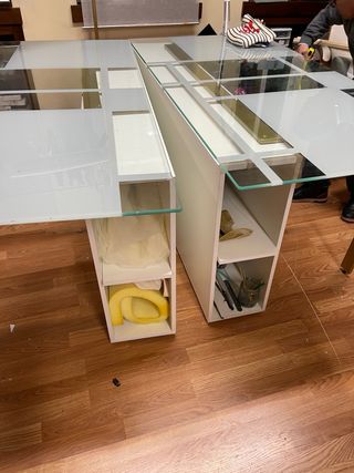 Mesa escritorio cristal y metal