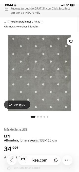 Alfombra Ikea lunares gris y blanco