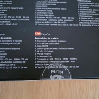 KLIM K8 Walkman Reproductor Cassette y Radio Nuevo