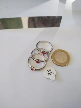 Tris anelli cuore granato indiano