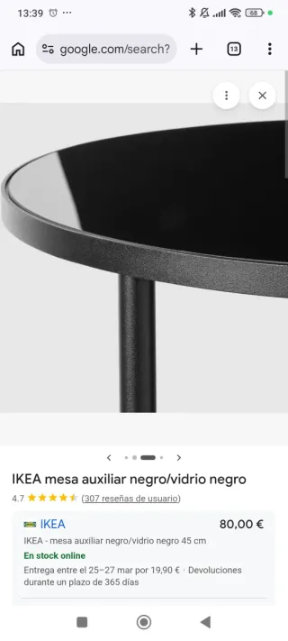 Mesa auxiliar IKEA ÄSPERÖD Negra/Dorada